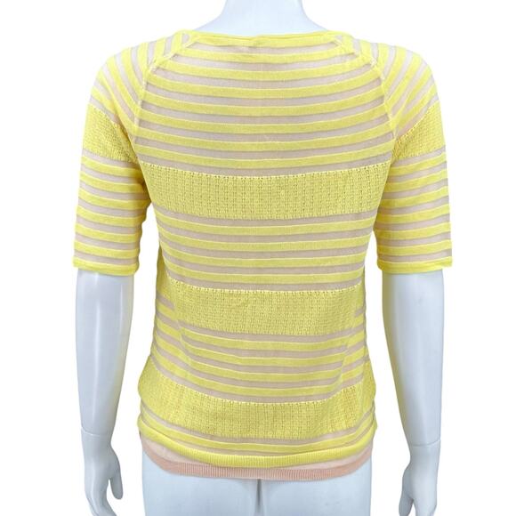 Moth Anthropologie Sweater Women Small Yellow Sunglow Cardigan Stripe Sheer Boho - Picture 5 of 9